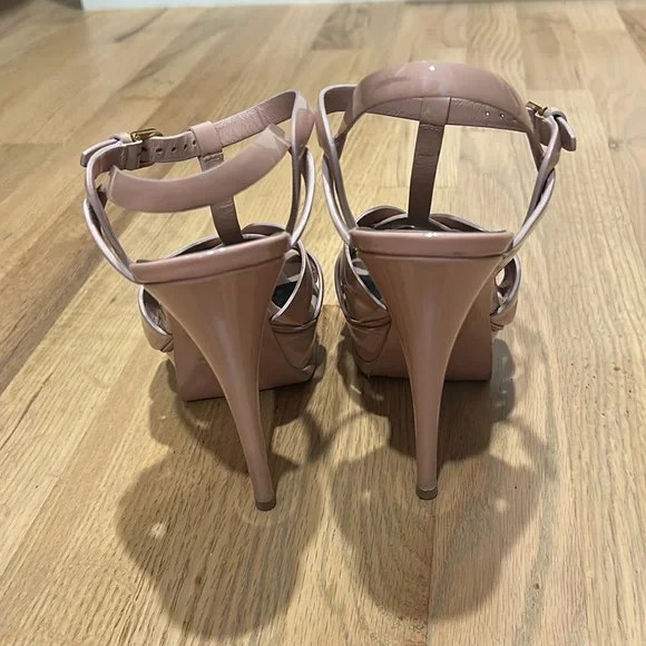 Saint Laurent blush pink YSL sandals 39 tribute patent